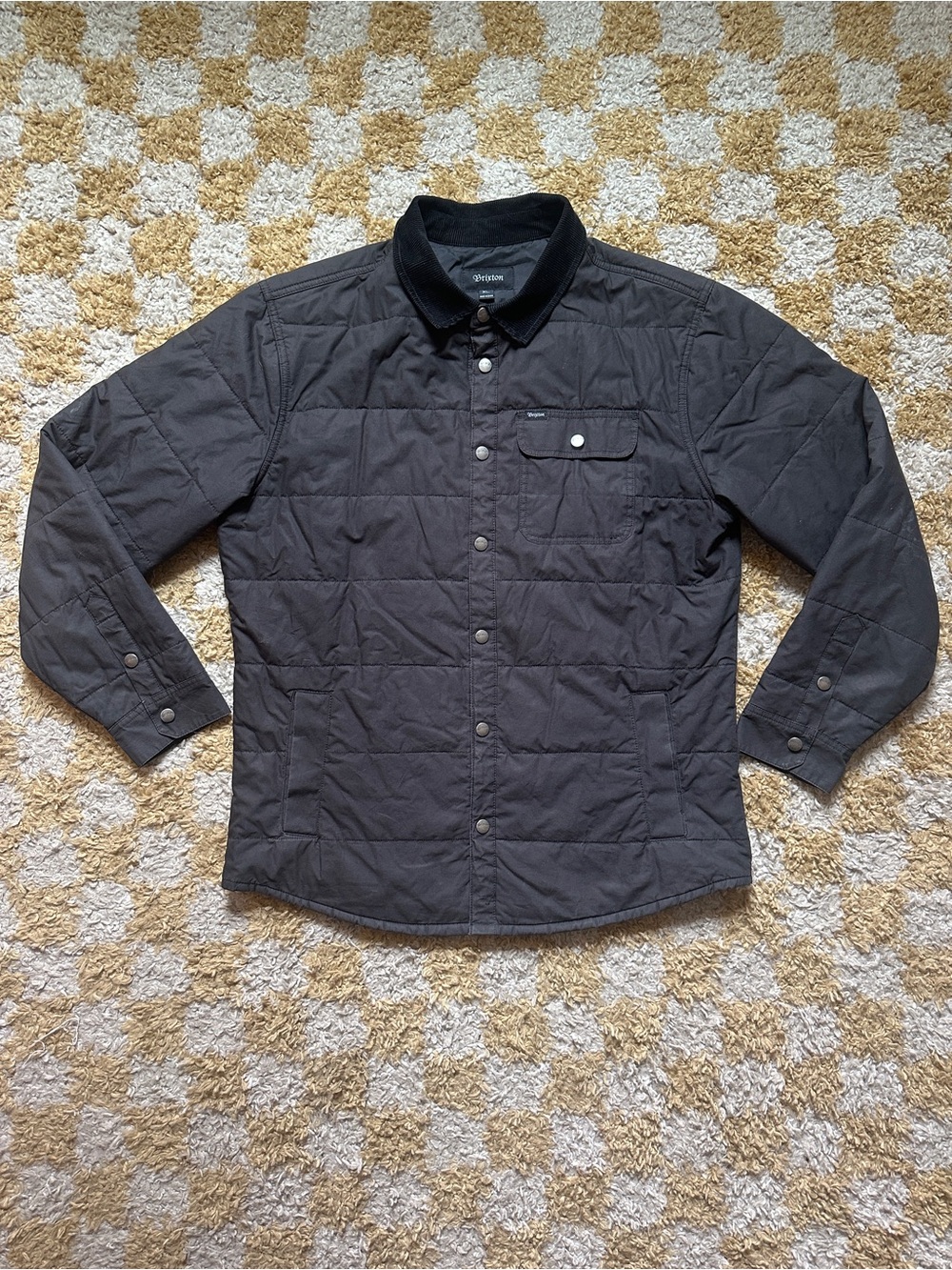 Brixton insulated Cass Shirt Jacket with Corduroy Collar- Black